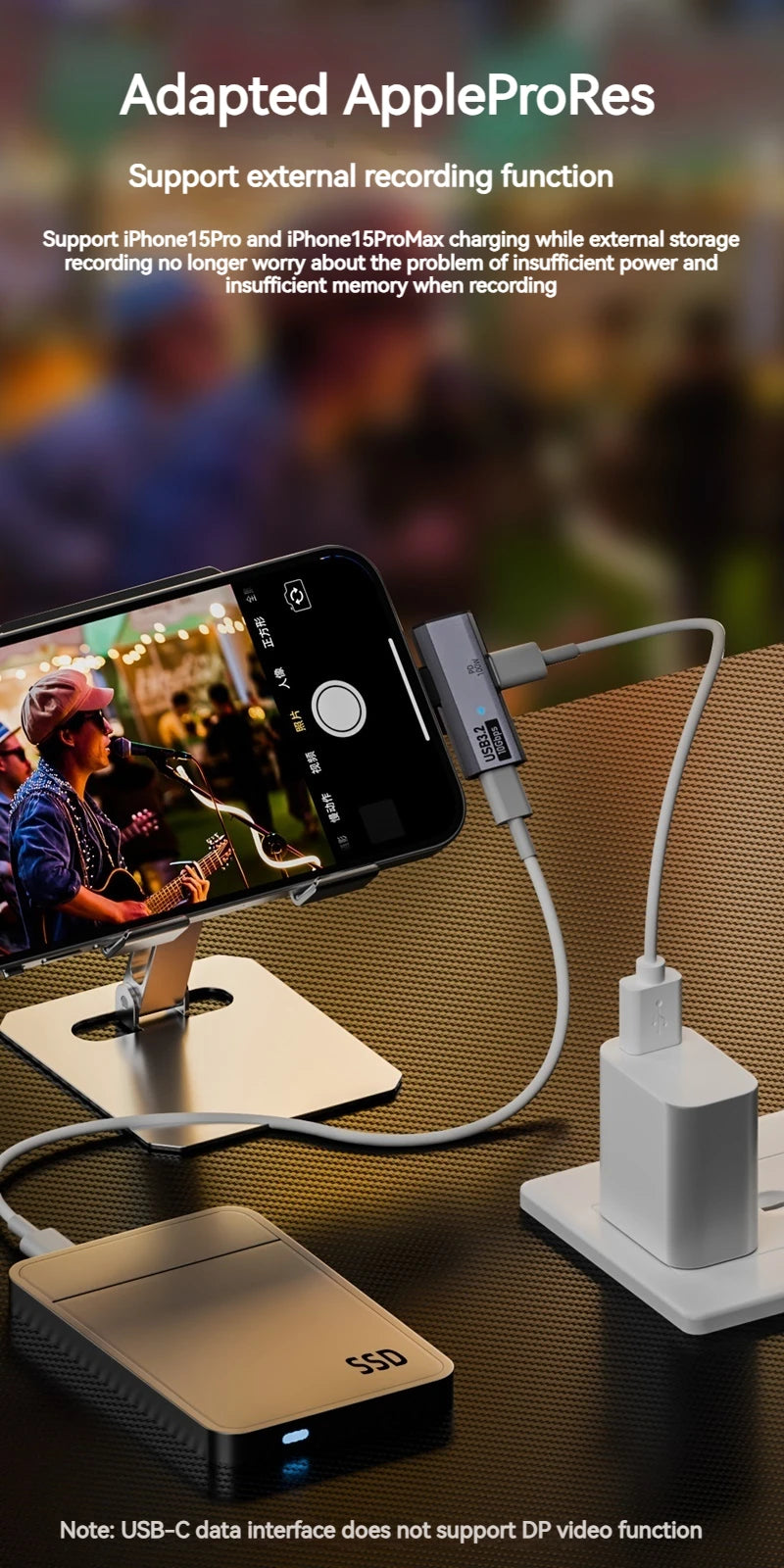 100W USB-C OTG Adapter – Type-C Converter for Fast Charging & 10Gbps Data Transfer, Compatible with Phone, Tablet, MacBook & Earphones