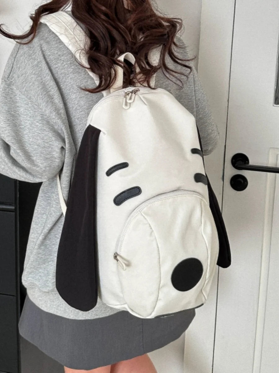 Cute Dog Canvas Backpack 2025 — Korean-Style Portable Student Travel Bookbag