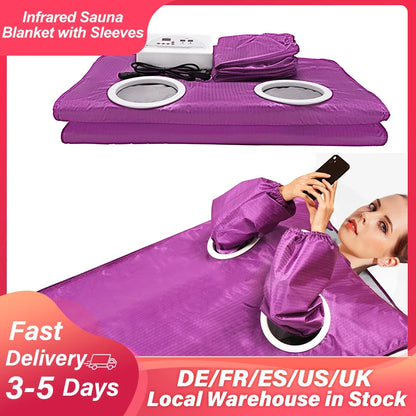 Purple Sauna Blanket with Sleeves – Slimming & Detox Thermal Weight Loss Blanket for Home Spa