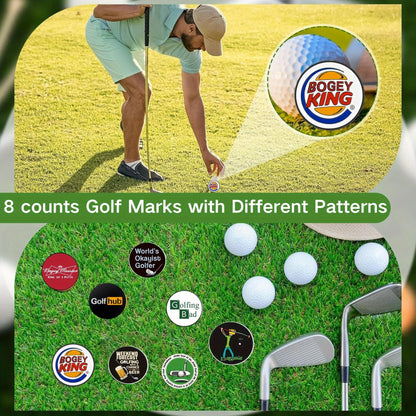 8-Piece Happy Gilmore Golf Ball Marker Set - Funny Golf Accessories and Gift for Men, Golfers, Birthdays, Retirement, and Father’s Day