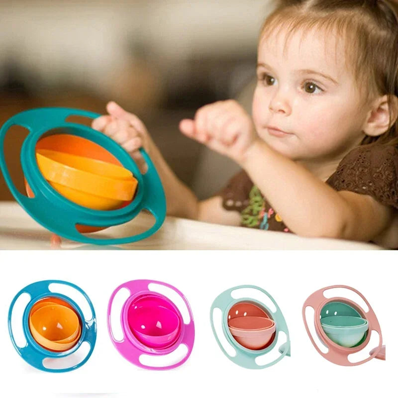 Universal Gyro Bowl – 360° Rotary Spill-Proof Feeding Dish & Balance Training Toy for Children