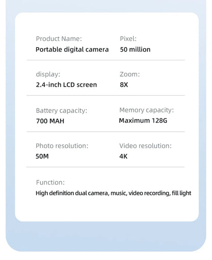 Xiaomi 4K Digital Camera – 50MP Autofocus Portable Retro Camera, CCD Travel & Student Camera