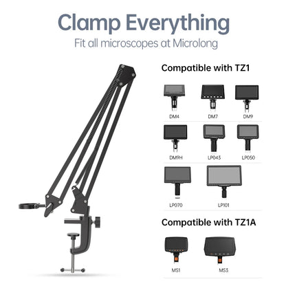 RIEVBCAU Flexible Microscope Arm Stand – Adjustable Metal Bracket, Coin Microscope Mount for DM4, DM7, DM9, MS1, MS3