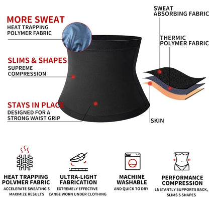 Men’s Abdomen Reducer Sauna Body Shaper — Sweat Trimmer Belt Waist Trainer Corset for Belly Slimming & Fitness