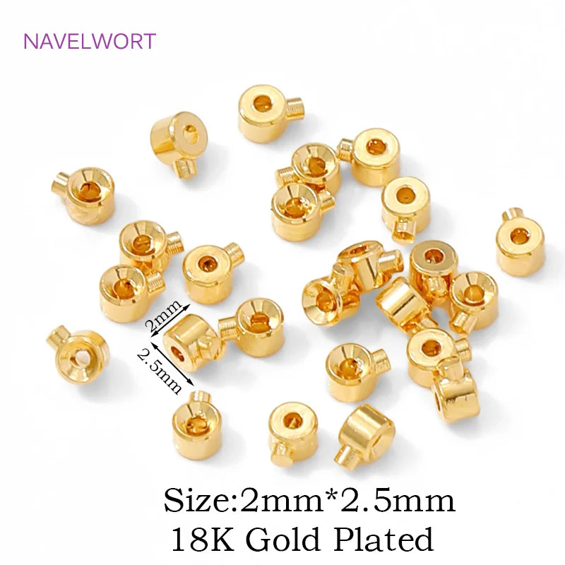 18K Gold Plated Round Crimp Beads — Brass Jewelry Making Supplies for DIY Bracelets & Accessories