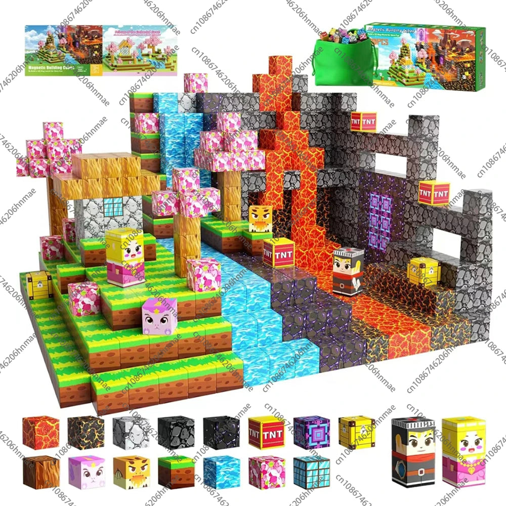 Magnetic Building Blocks – Mine World Magnet Cube STEM Toy for Kids 3+, DIY Montessori Sensory Model for Boys & Girls