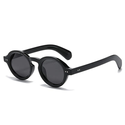 SO&EI Retro Polarized Sunglasses - Round Fashion Shades with Rivet Decor, UV400 Protection & Leopard Punk Style for Women & Men