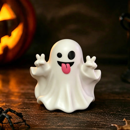 Middle Finger Ghost Statue - Cute Halloween Horror Figurine for Coffee Table & Home Decor