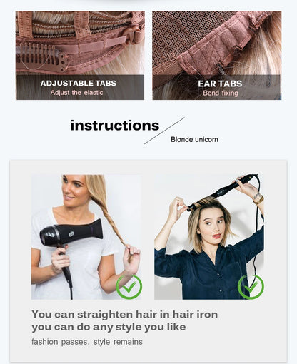 Long Straight Layered Blonde Wig with Platinum Highlights — Synthetic Hair with Bangs, Heat-Resistant for Women Daily & Cosplay