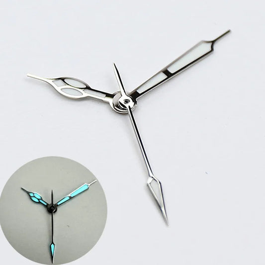 High-Quality Vintage Watch Hands - Polished BGW9 & C3 Luminescent Blue/Green Pointer for Seiko NH35/NH36 Movement Conversion