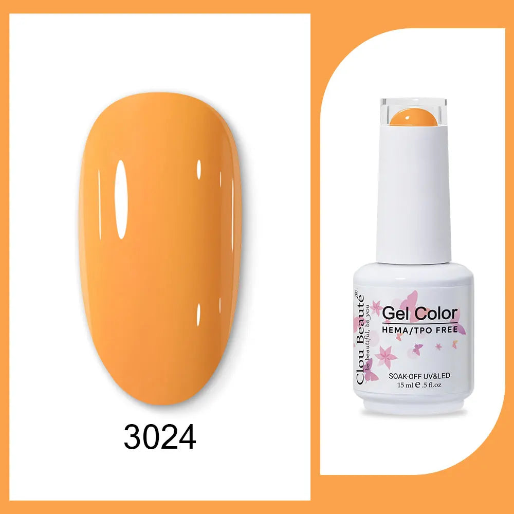 Clou Beaute 15ml Gel Nail Polish Set – Red Black White Green Neon UV Soak-Off Semi-Permanent Nail Varnish Base & Velvet Top Coat