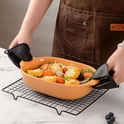2pcs Silicone Heat Resistant Oven Mitts - Anti-Scald Pinch Mitts with Non-Slip Grip, Pot Holder Clips for Cooking and Baking