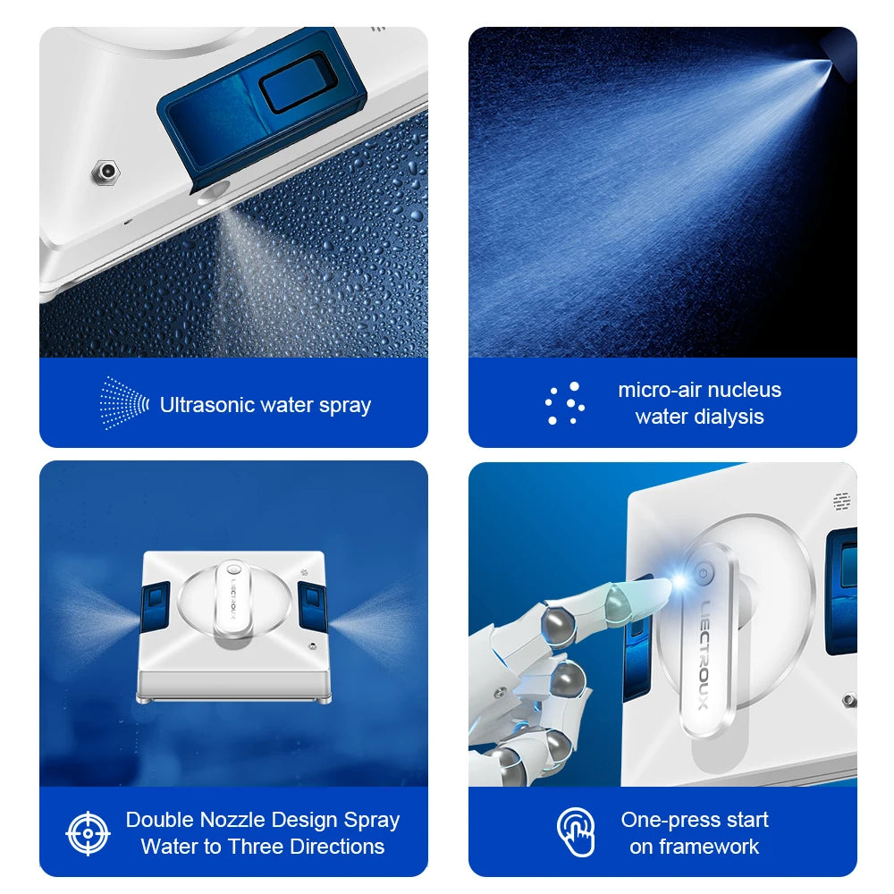 Liectroux YW509 Window Cleaning Robot - Dual Water Spray, Smart Navigation, Laser Sensor - For Home Glass, Floor and Wall Cleaning
