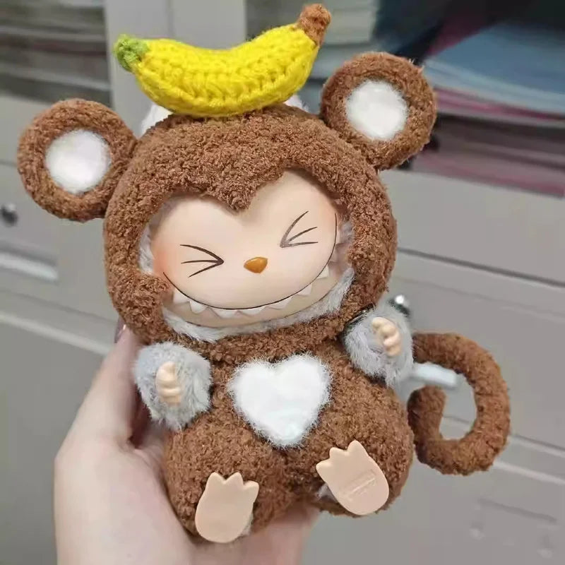 Labubu 17cm Heartbeat Macaron Monkey Toy – Stand-Up Dress-Up Jacket & Pants Suit