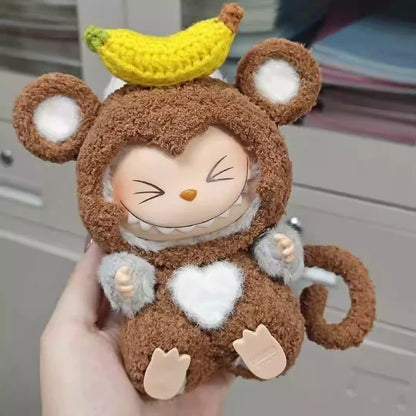 Labubu 17cm Heartbeat Macaron Monkey Toy – Stand-Up Dress-Up Jacket & Pants Suit