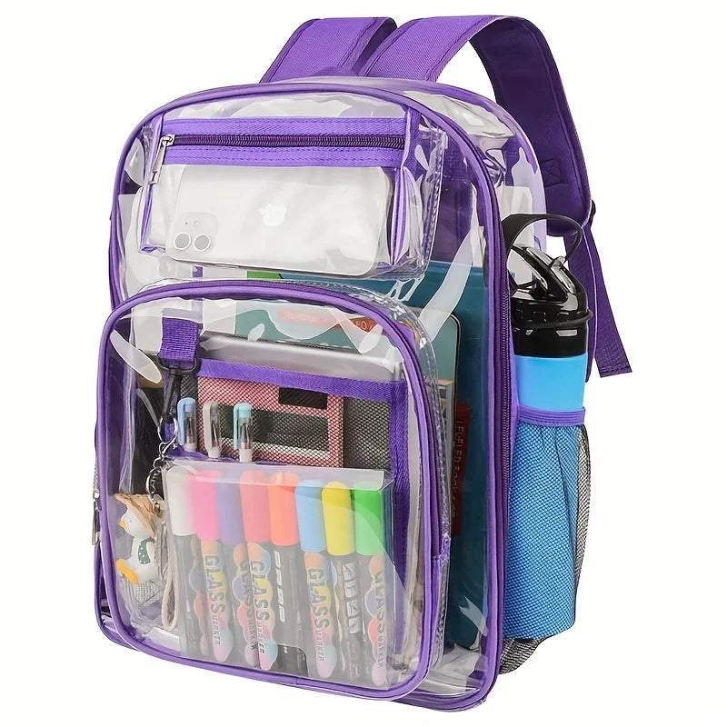 Clear PVC Backpack – Large Heavy Duty See-Through Bookbag with Reinforced Straps for School