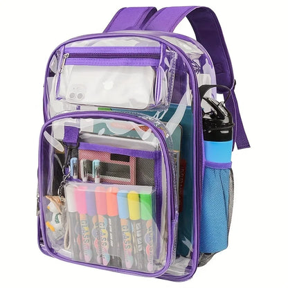 Clear PVC Backpack – Large Heavy Duty See-Through Bookbag with Reinforced Straps for School