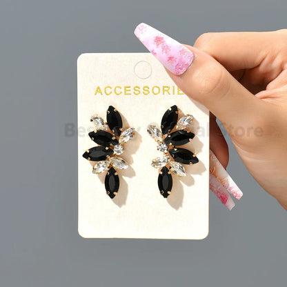 2025 Luxury Green Rhinestone Earrings – Vintage Geometric Wing Statement Jewelry for Women