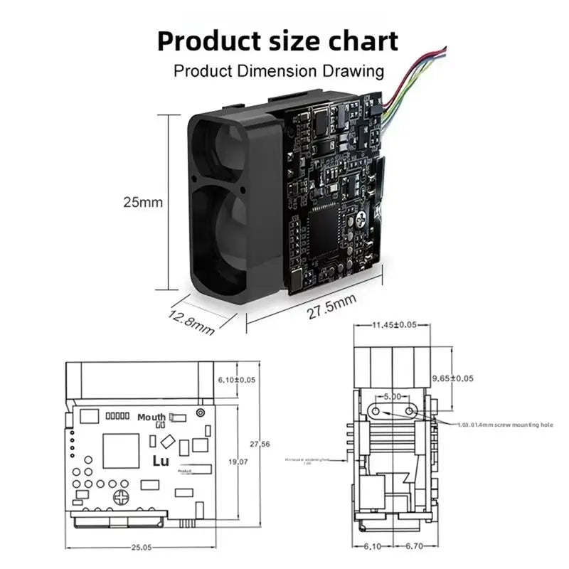 L22A Laser Distance Measuring Module - 1000m Range, ≤200ms Response, ±0.6m Accuracy