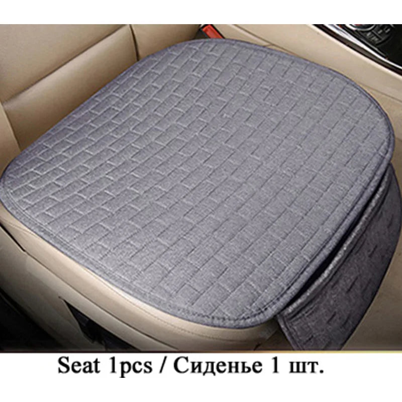 Universal Car Flax Seat Cushion Protector - Front and Rear Seat Cover Pad with Backrest Mat for Automotive Interiors