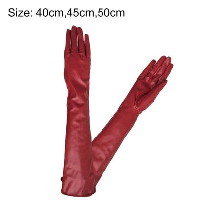 Fashion Women’s Long Leather Gloves – Warm Winter Elbow-Length Soft Lined Evening Party Gloves High Quality Stylish Handwear