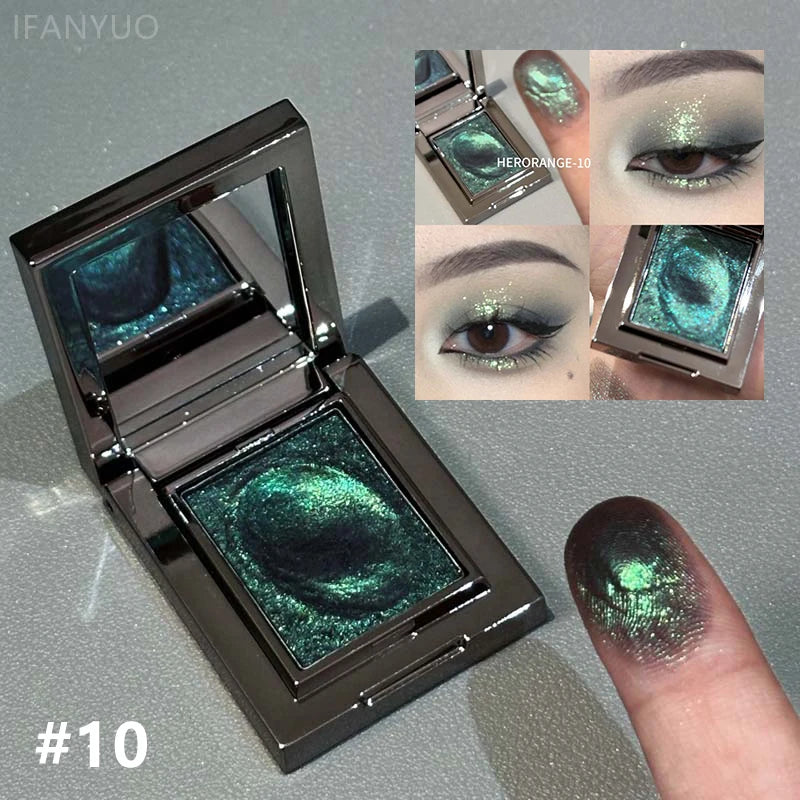 Chameleon Dark Green Eyeshadow Palette – Sparkling Pearlescent Mashed Potato Eye Shadow for Brightening Makeup