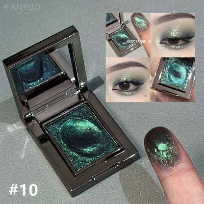 Chameleon Dark Green Eyeshadow Palette – Sparkling Pearlescent Mashed Potato Eye Shadow for Brightening Makeup