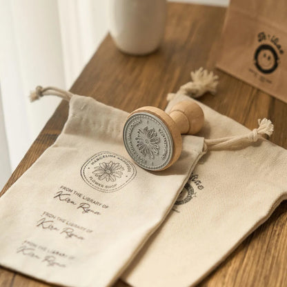 Custom Wooden Logo Stamp – Personalized Self-Inking Rubber Stamp for Wedding, Party, Packaging, Company Name & Address