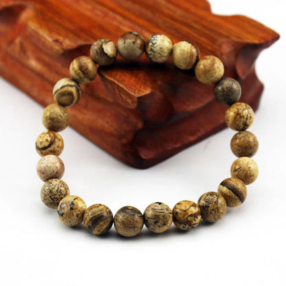 8mm Natural Stone Beaded Bracelet - Black Onyx Lava Tiger Eye Agate Quartz Chakra Yoga Energy Jewelry for Men & Women