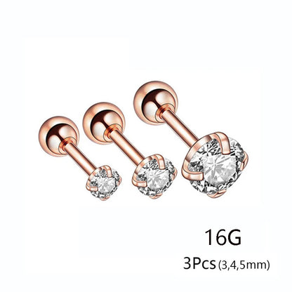 20G Titanium Stud Earrings – Hypoallergenic Tiny Cubic Zirconia Screw Back Cartilage & Tragus Piercing Jewelry