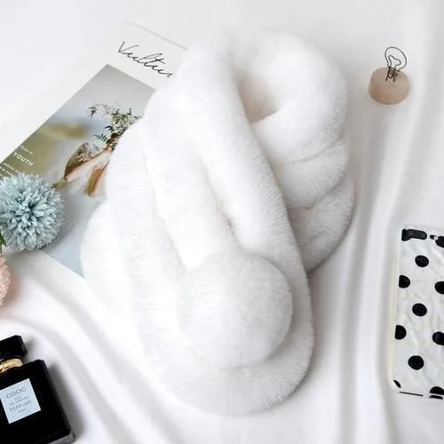 Women's New Rabbit Fur Scarf - Soft and Warm Furry Neck Warmer for Winter Casual Wear