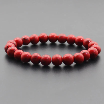 8mm Natural Stone Beaded Bracelet - Black Onyx Lava Tiger Eye Agate Quartz Chakra Yoga Energy Jewelry for Men & Women