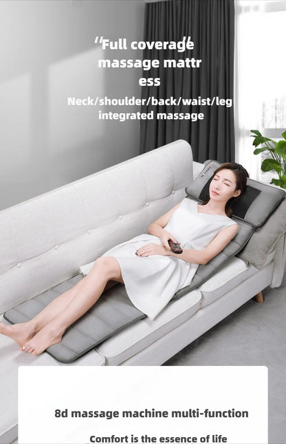 Electric Full Body Massage Mattress with Heating, Kneading & Vibration – Neck and Back Relaxation Pillow with Hand Control and Lumbar Airbag