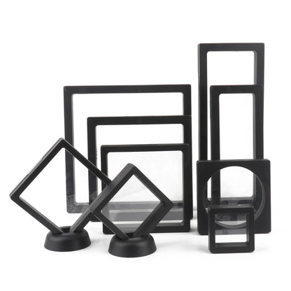 Black 3D Floating Display Case Frame – Free-Stand Suspension Membrane Jewelry Storage Box for Rings, Earrings & Necklaces