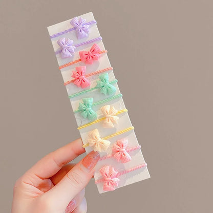 40PCS/10PCS Cute Flower Hair Bands for Girls – Elastic Hair Rings for Kids Birthday Party Headwear