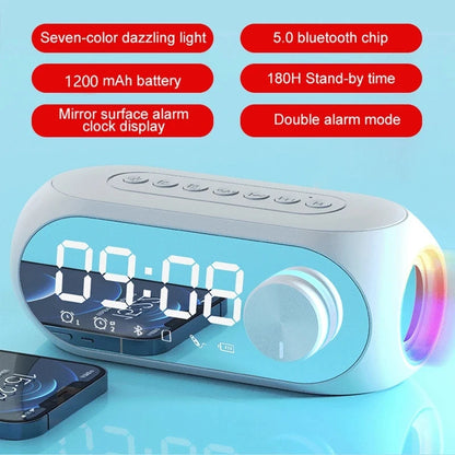 Bluetooth Alarm Clock Speaker - Portable FM Radio Wireless Music Speaker with Subwoofer