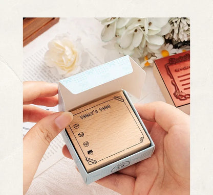 Cute Cat Wood Stamp Calendar – Daily & Monthly Planner Stamps for Journaling, Scrapbooking & DIY Crafts