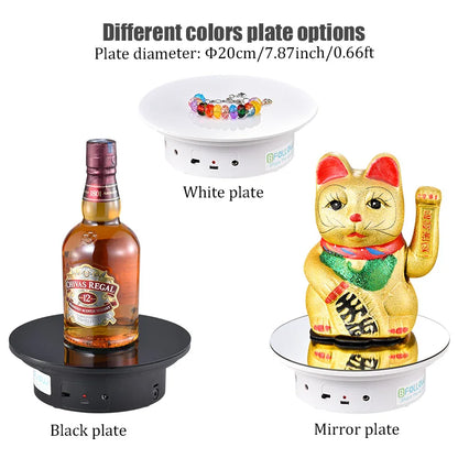 BFOLLOW 20/30/40cm Remote Control Electric Turntable – 360° Rotating Rechargeable Mirror Display Stand for Photography & Video