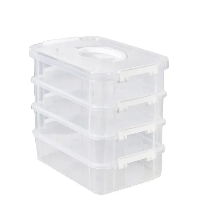 4-Layer Stackable Transparent Organizer Box – Multi-Tier Plastic Storage for Kids’ Toys, Makeup, Jewelry, School & Office Supplies