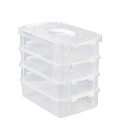 4-Layer Stackable Transparent Organizer Box – Multi-Tier Plastic Storage for Kids’ Toys, Makeup, Jewelry, School & Office Supplies
