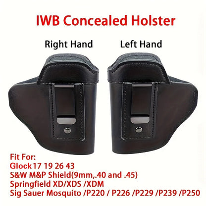 IWB Cowhide Concealed Gun Holster – Inner Belt for Glock 17/19/43, S&W M&P, P220/P226/P229, XD/XDS, Hunting