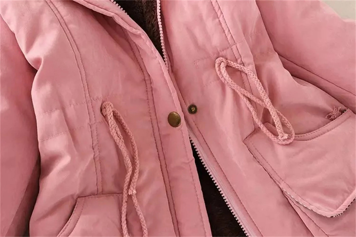 Fleece-Lined Hooded Down Jacket for Women – Warm Padded Parka, Casual Korean Streetwear Winter Coat