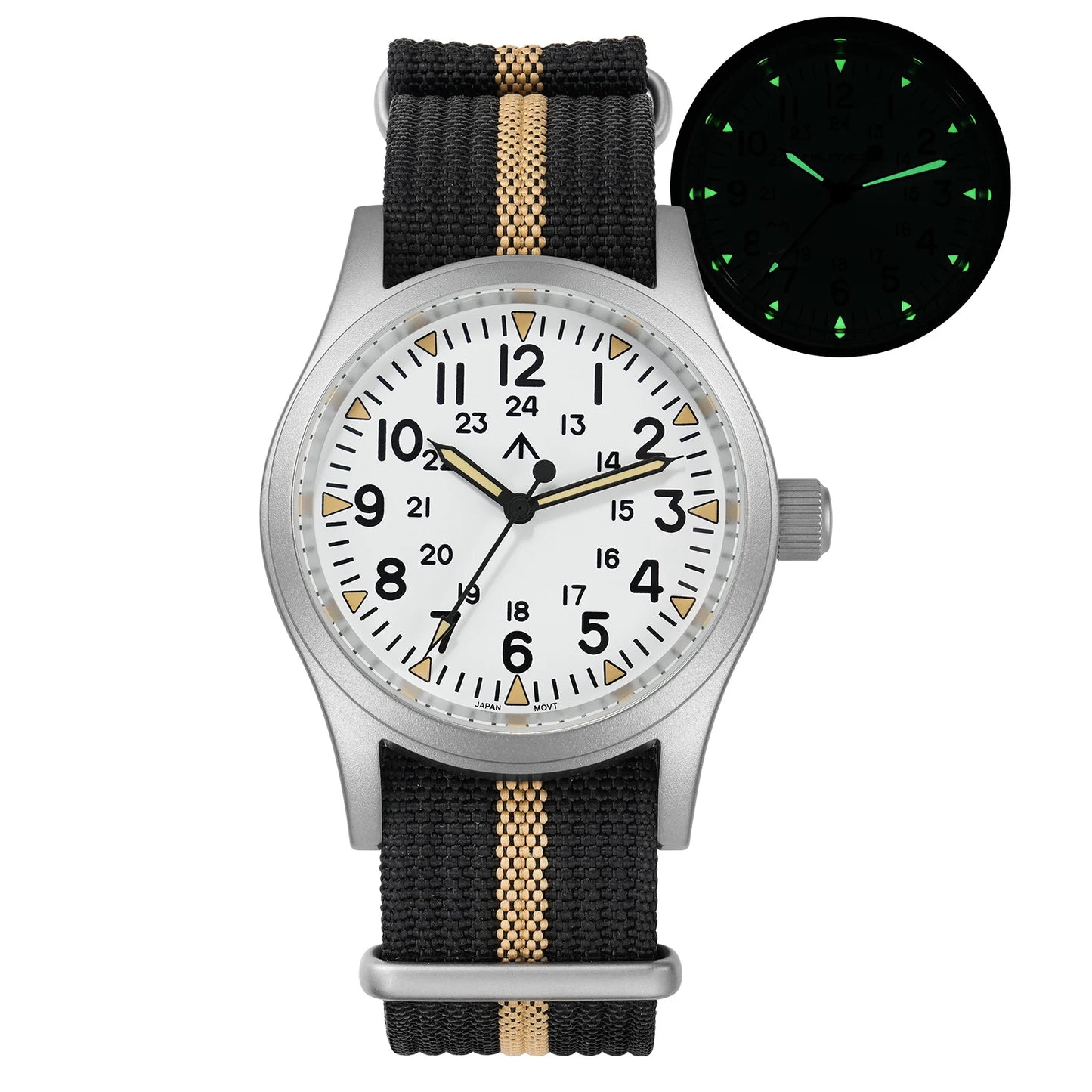 Militado ML05 Vintage Quartz Watch 38mm with VH31 Movement, Domed Sapphire Crystal, AR Coating & Luminous Dial