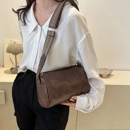 Vintage PU Leather Boston Handbag – Small Women’s Crossbody Purse for Casual Travel & Fashion