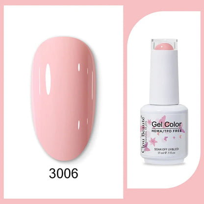 Clou Beaute 15ml Gel Nail Polish Set – Red Black White Green Neon UV Soak-Off Semi-Permanent Nail Varnish Base & Velvet Top Coat