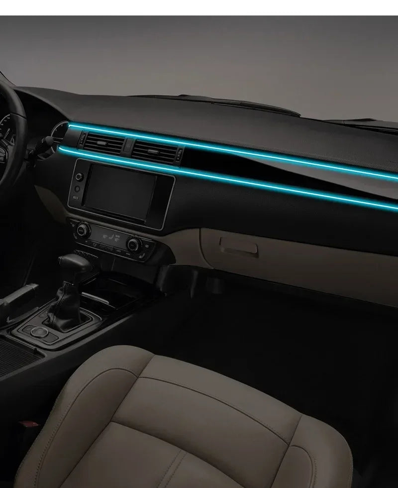 RGB Car Interior LED Light Strip – 2/3/4/5M USB Fiber Optic Atmosphere Lamp, APP Control for Customizable Lighting
