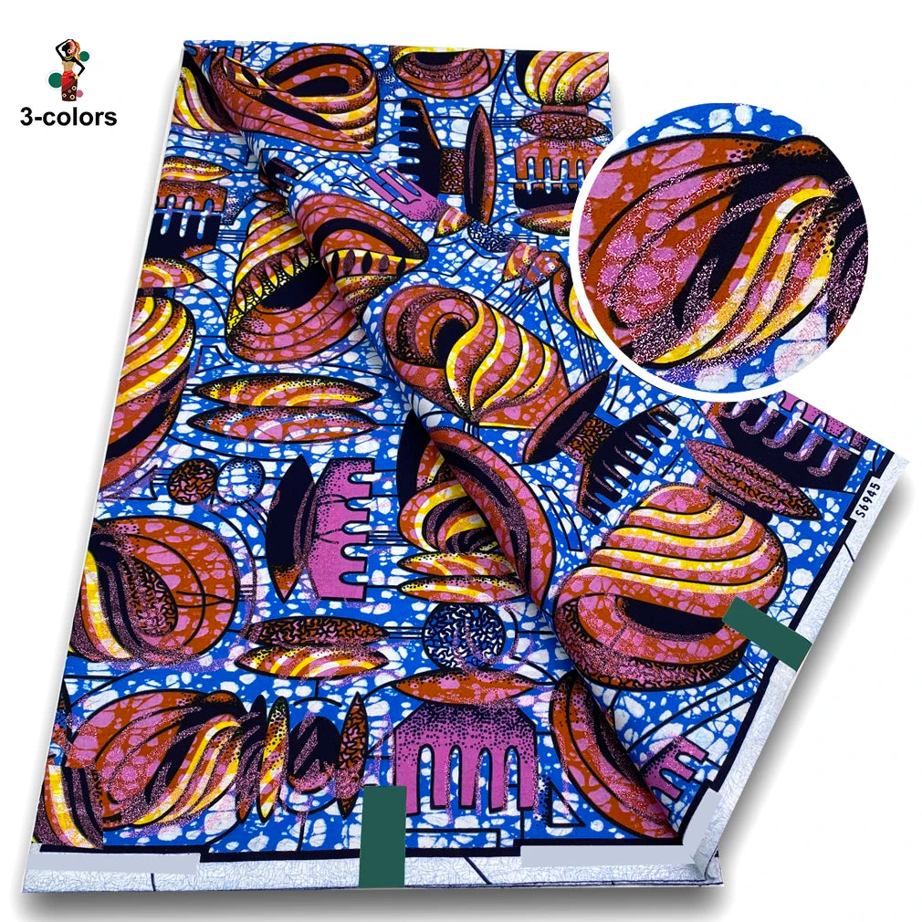 100% Cotton African Wax Print Fabric - Soft Golden Ankara Pagne for Nigerian Fashion & Traditional Wear
