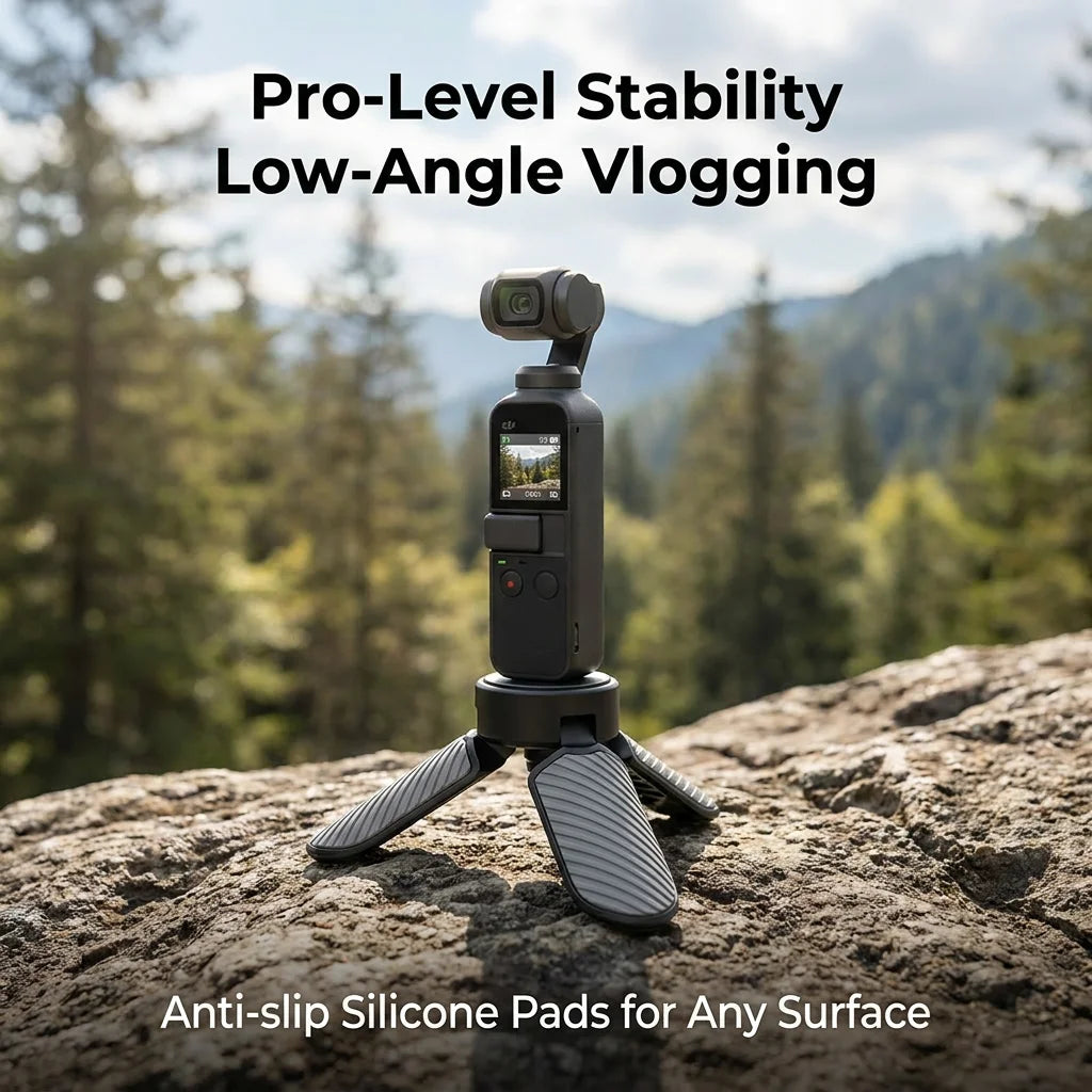 Mini Tripod Stand with 1/4" Screw Mount - Hand Grip for GoPro, Action Cameras, Phones & DJI Pocket Gimbals
