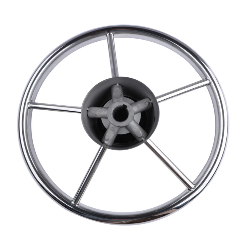 11" Stainless Steel 5-Spoke Boat Steering Wheel with Knob | 25° Marine Yacht Accessory