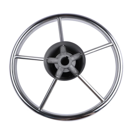 11" Stainless Steel 5-Spoke Boat Steering Wheel with Knob | 25° Marine Yacht Accessory